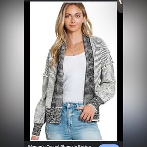 Amazon Black and White Cardigan Sweater